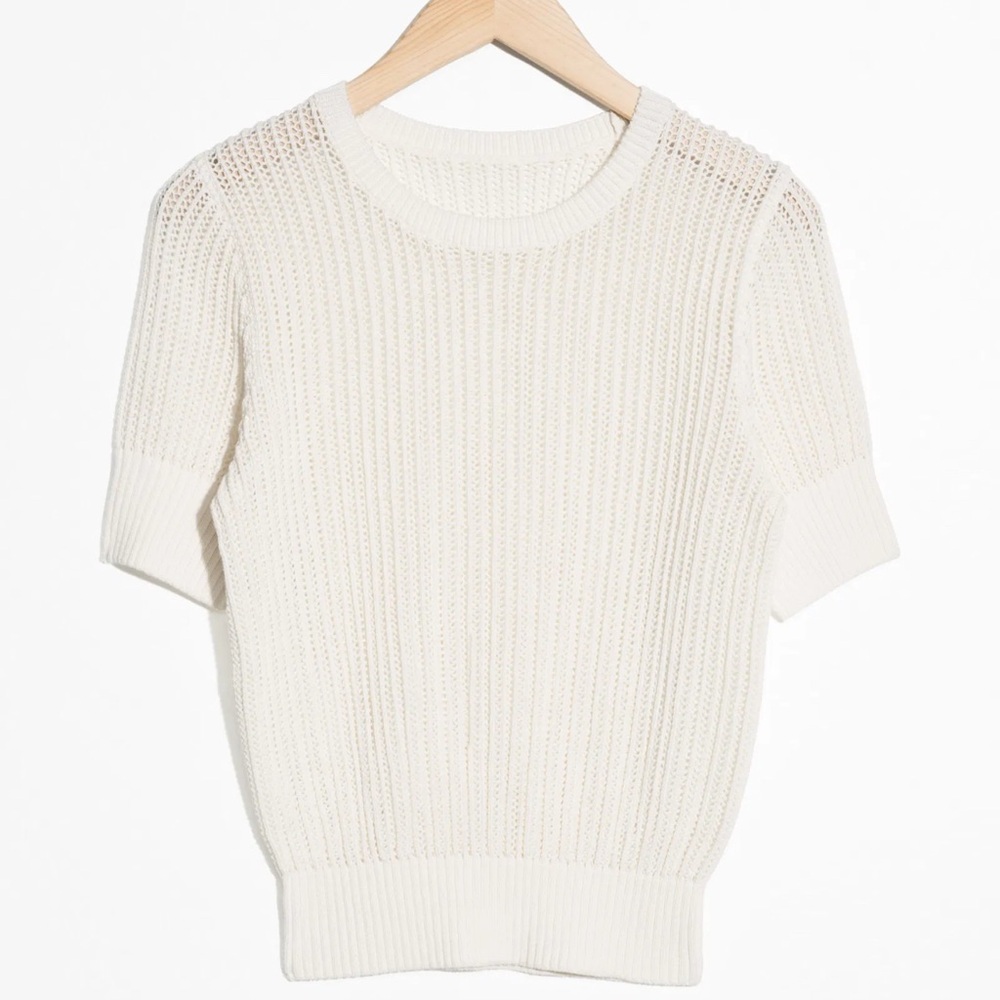 & Other Stories Open Crochet Short Sleeve Sweater